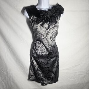 Vintage y2k grey black patterned satin sleeveless mini dress